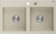 Mexen Hektor 2 rekeszes gránit mosogató 800 x 480 mm, bézs, króm szifon - 6521802000-69