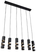 Moderne hanglamp zwart 6-lichts - Stream