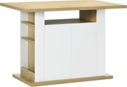 HOMCOM Középsziget Étkezőasztal Konyhai Tároló Bútor Nagy Munkafelülettel 4-6 Fő Részére - 4 Ajtós Szekrény és Polcok - Fa - méretek: 110L x 70W x 75.