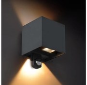 Brilagi - CUBE kültéri fali lámpa érzékelővel, LED/6W/230V, antracit