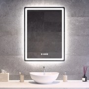Álló fürdőszobai LED tükör 60x80cm | Páramentesítő - Óra - Fényerő és színhőmérséklet szabályozás | Welland Type20V