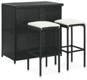 3 részes fekete polyrattan bárszett