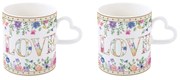 Virág mintás porcelán bögre szett 2 db-os 320 ml díszdobozban Easy Life Mon Amour