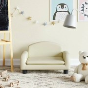 krémszínű gyerek műbőrkanapé 50 x 40 x 30 cm