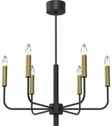 Csillár zsinóron AKASYA 6xE14/15W/230V fekete/arany