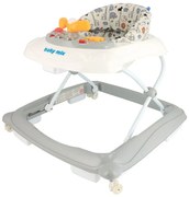 Baby Mix Gyerek járókeret kormánykerékkel és szilikon kerekekkel, szürke, 50 x 44 x 50 cm