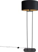 Fekete állólámpa fekete ovális lámpabúrával 50 cm - Thijmen