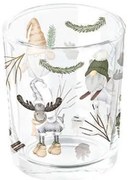 Karácsonyi üveg mécsestartó 5,5x6 cm Forest gnomes