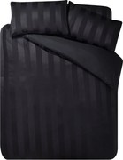 Fekete egyszemélyes szatén ágyneműhuzat 135x200 cm So Soft Satin Stripe – Catherine Lansfield