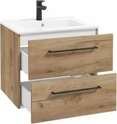 Függesztett fürdőszobai mosdószekrény 50cm craft tölgy csapteleppel és szifonnal