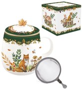 Forest Dream őszi porcelán rókás szűrős bögre tetővel dobozban Easy Life