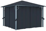 antracitszürke alumíniumpavilon függönnyel 300 x 300 cm