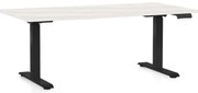 OfficeTech D állítható magasságú asztal, 160 x 80 cm, fekete alap, fehér kőris