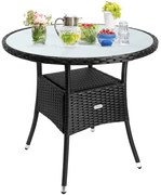 Deuba Rattan asztal Ø80 cm - fekete