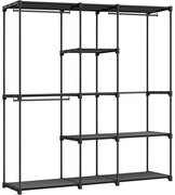 Hordozható, nyitott gardrób, ruhatartó, 43 x 182 x 182 cm fekete