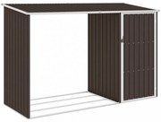 barna horganyzott acél kerti tűzifatároló 245 x 98 x 159 cm