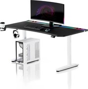 Elektromos RGB gamingasztal tartókkal, fekete-fehér, 160 cm: Diablo X-Forge 1600