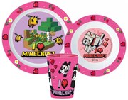 Minecraft Girls étkészlet, micro műanyag szett, pohárral 260 ml