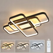 Lampa Sufitowa Led Zyrandol Czarna Kwadrat Nowoczesna Salonu Z Pilotem 44W