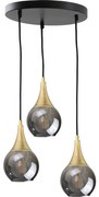 Csillár zsinóron LACRIMA SMOKY 3xE27/60W/230V á. 30 cm