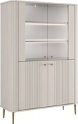 Vesper négyajtós vitrines szekrény 103 cm - kasmír / arany lábak
