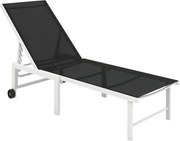 Outsunny Fekvő Napágy Kerekekkel, Állítható 5 Fokozatú Hátfészkelő Acélszerkezet 120 kg Teherbírással Teraszra, Erkélyre 166x60x84 cm Szürke | Aosom