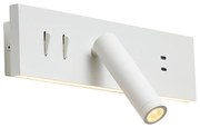 Állítható fehér fali lámpa USB-C csatlakozóval, LED-del - Modric