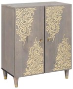 Széf Szürke és Arany 60 x 33.5 x 75 cm Tömör mangófa