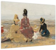 Üveg kép - Eugène Boudin, On the Beach, Trouville, reprodukciók (70x50 cm)