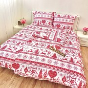 Karácsonyi Christmas piros pamut ágyneműhuzat TiaHome - 1x Párna 90x70cm, 1x Paplan 140x200cm