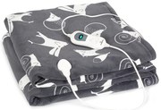 Klarstein Dr. Watson XXL, melegítő takaró, 120 W, 200 x 180 cm, coral fleece, antracit, állatok