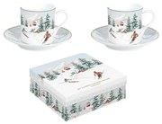 Karácsonyi porcelán 2 személyes kávés csésze szett Chalet