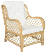 természetes rattan és lenvászon kanapé párnával