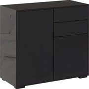 HOMCOM Fiókos Tálalószekrény, 2 Push-Click Ajtóval, Tárolószekrény Állítható Polccal, Fiókos Szekrény Konyhába és Nappaliba 79 x 36 x 74 cm Fekete | A