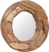 vidaXL dekoratív és kerek tükör tíkfából 60 cm