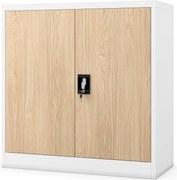 Alacsony fém irattartó szekrény BEATA, 900 x 930 x 400 mm, Eco Design: fehér/ sonoma tölgy