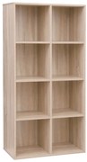 Könyvespolc, tárolópolc, 8 rekeszes, tölgy 65x30x129cm