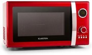 Klarstein Fine Dinesty, 2 az 1-ben mikrohullámú sütő, 23 l, 800 W, grill: 1000 W, retró, 12 program, piros