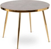 Üveg étkezőasztal 100 cm méretben, szürke márvány/arany színben TINGA