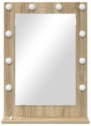 Toalett Tükör LED -es lámpákkal Sonoma tölgy 70 x 50 x 18 cm