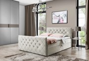 MATRAGI kárpitozott boxspring ágy + topper, 140x200, velutto 1 (bezowy)