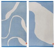 Fehér-kék bio pamut törölköző szett 2 db-os 50x90 cm Nova Arte – Mette Ditmer Denmark