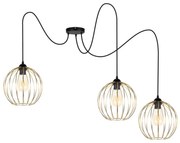 Csillár zsinóron MATT 3xE27/60W/230V pók fekete/arany