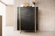 Verica komód 120 cm - szénfekete / arany lábak