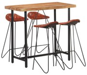 5 részes tömör fa és valódi bőr bárszett