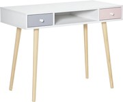 HOMCOM Gyermek Íróasztal Konzol Tábla 1 Nyitott Részleggel és 2 Fiókkal, Skandináv Stílusban, Tanuláshoz, Előszobába, Hálószobába, 100x48x76.5 cm, Töb