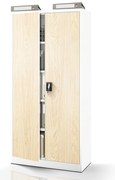 Fém iratszekrény JAN H, 900 x 1950 x 400 mm, Eco Design: fehér/ sonoma tölgy