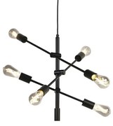 Okos, ipari függőlámpa fekete, 6 db WiFi ST64-es izzóval - Sydney