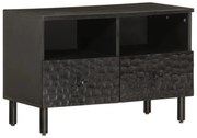 fekete tömör mangófa TV-szekrény 70 x 33 x 46 cm