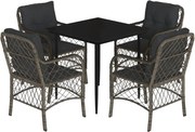 vidaXL 5 részes szürke polyrattan kerti étkezőgarnitúra párnával